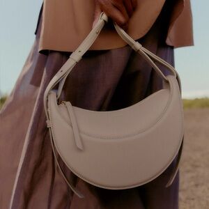 POLENE Numero Dix textured taupe handbag with zipper closure and two straps